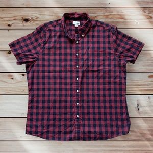 Men's Sonoma XXL Short Sleeve Salmon/Navy Plaid Casual Button Down Shirt